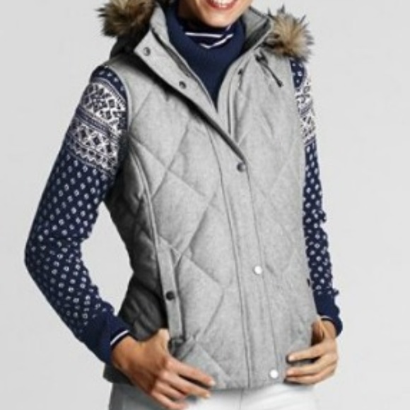 Lands' End Jackets & Blazers - [Land's End] Gray Wool  Vest w/ Down Insulation